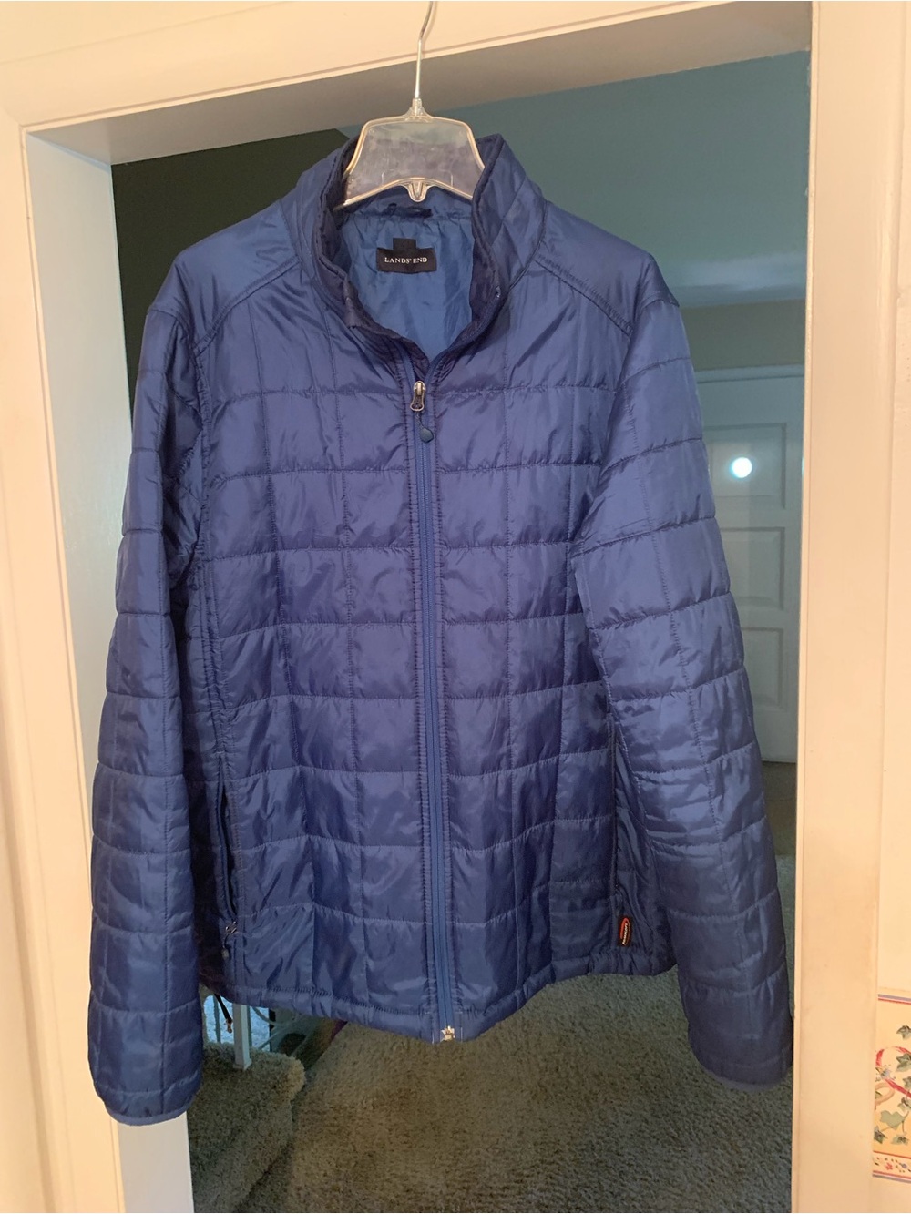 Lands' End Men's Quilted Packable Jacket - Navy